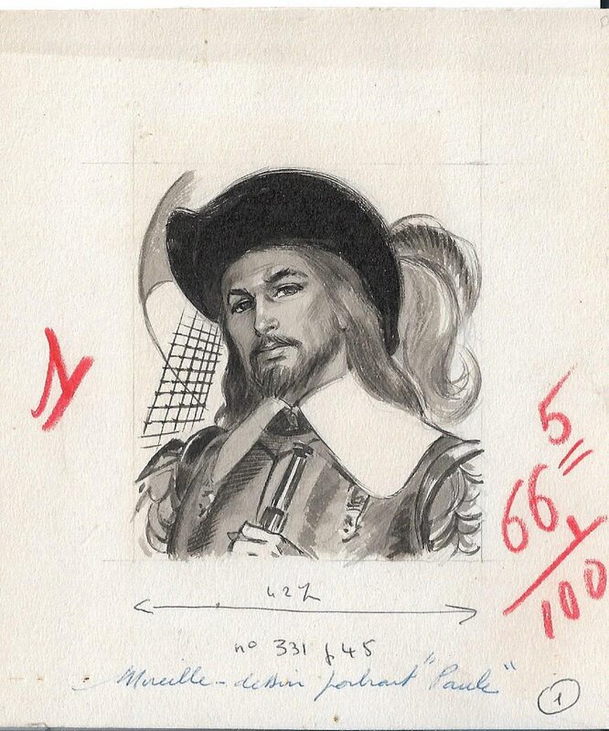 Jacques Fromont, Portrait de Jean Bart, dessin paru dans le numéro 331 du magazine Mireille - Original Illustration