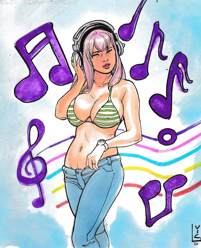 Super Sonico by Victor Ibanez - Original Illustration