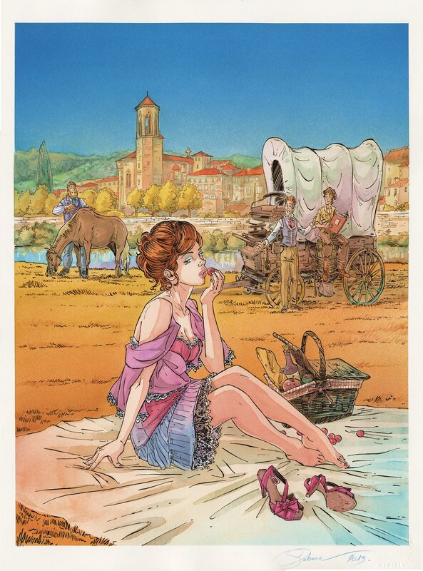 Margot pique-nique by Paul Salomone - Original Illustration