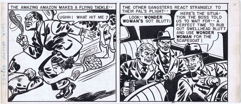 Wonder Woman tackles villian 1940's H.G. Peters - Planche originale