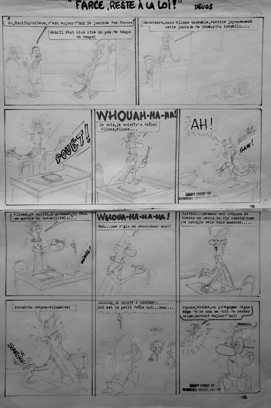 Jacques Devos, Planche originale Génial Olivier crayonné - Comic Strip