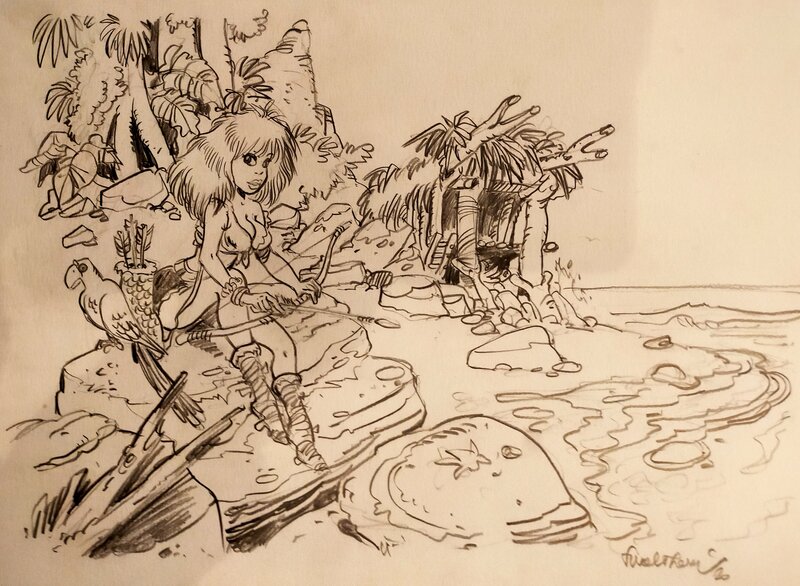 François Walthéry, Natacha - L'île d'Outre- Monde - Original Illustration