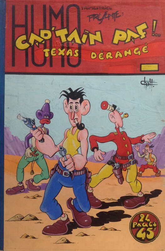 En vente - Chott Pierre Mouchot Cap'tain Paf ! .. 8 Texas Dérangé , Couverture Originale couleur directe 1953 ( Calvo , Segar Popeye ) top - Couverture originale