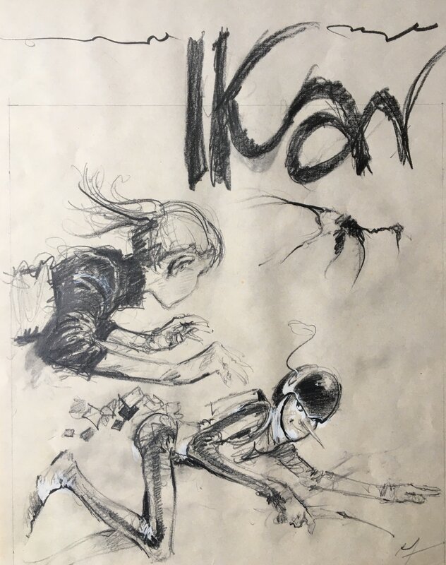 René Follet, Makyo, Ikar . Projet de couverture pour le Carnet d’Esquisses - Original art