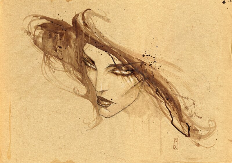 Olivier Ledroit, Rebecca en fée ou amazone - Original Illustration