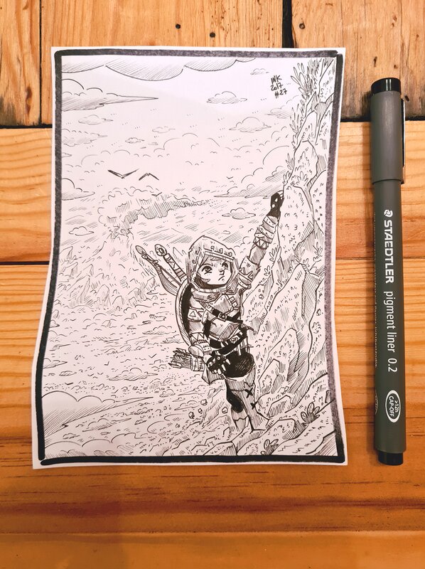 For sale - oTTami, Dessin original de l'Inktober 2017 : Link de Zelda Breath of the Wild ! - Original Illustration