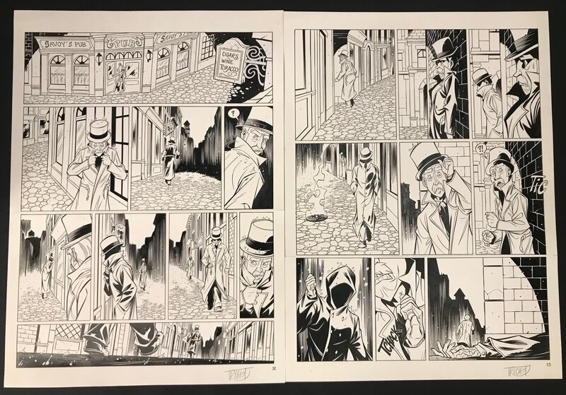 For sale - Cyril Trichet, Double-Planche noir et blanc 32-33, Les arcanes du Midi-Minuit tome 13 : L'affaire de la pieuvre - Comic Strip