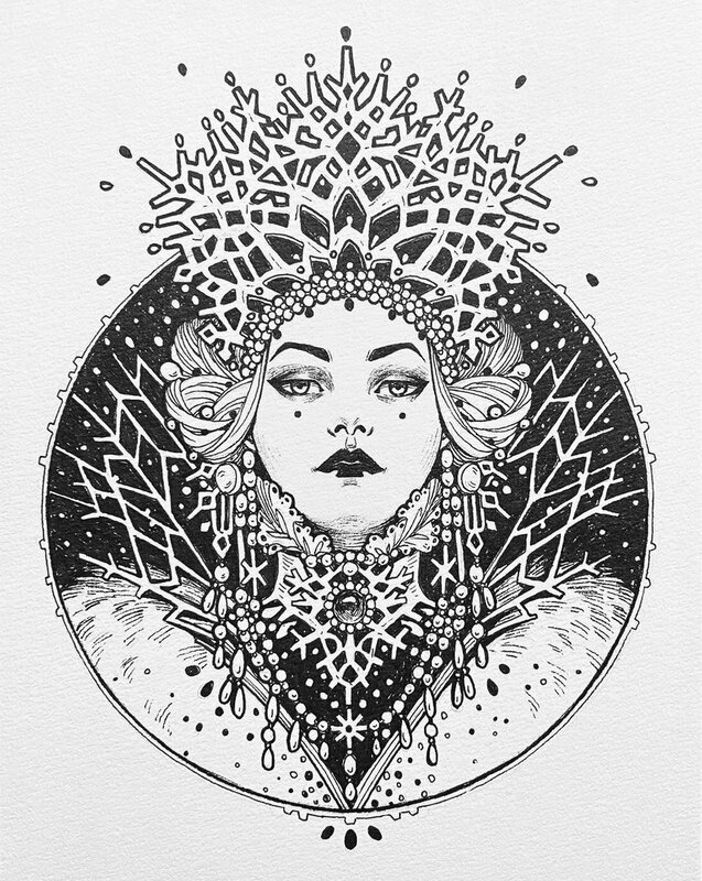 La Reine des Neiges par Maria Dimova - Illustration originale
