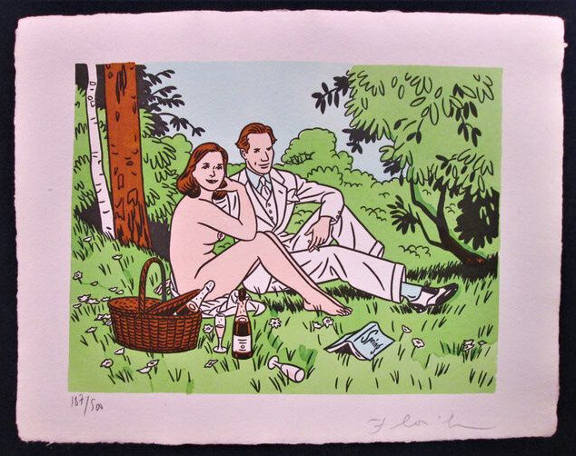 Floc'h, Déjeuner sur l'herbe - Illustration originale