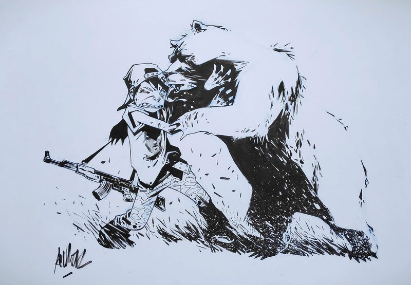 L'ours et Kirill by Anlor - Original Illustration