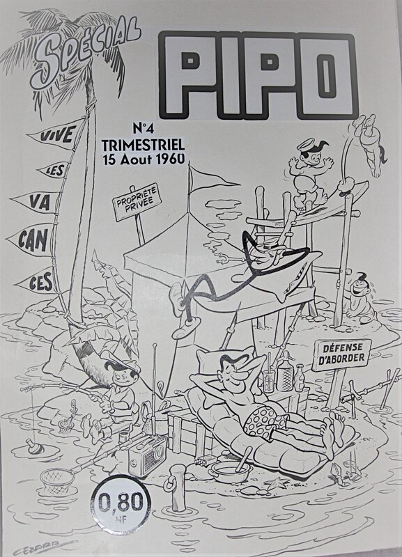 Cézard, Couverture Special PIPO du 15 Aout  1960 - Original Cover