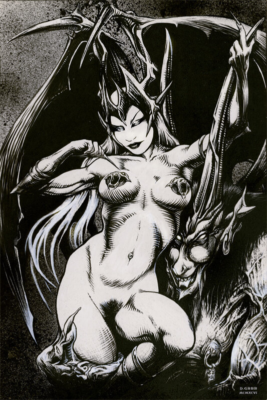 Denis GRRR Verotik , Pin up Trash , Original a L'Encre de Chine. - Illustration originale Denis GRRR Verotik , Pin up Trash , Original a L'Encre de Chine. - Illustration originale