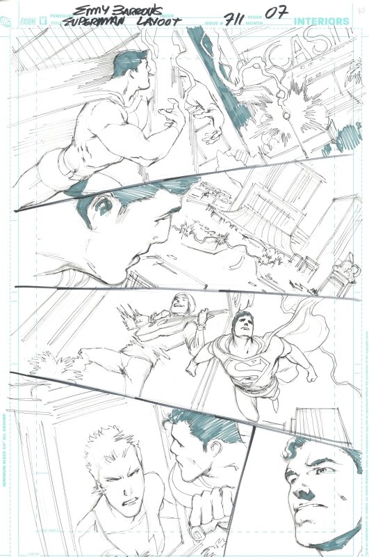 Eddy Barrows, Superman #711 page 7 (layouts) - Œuvre originale