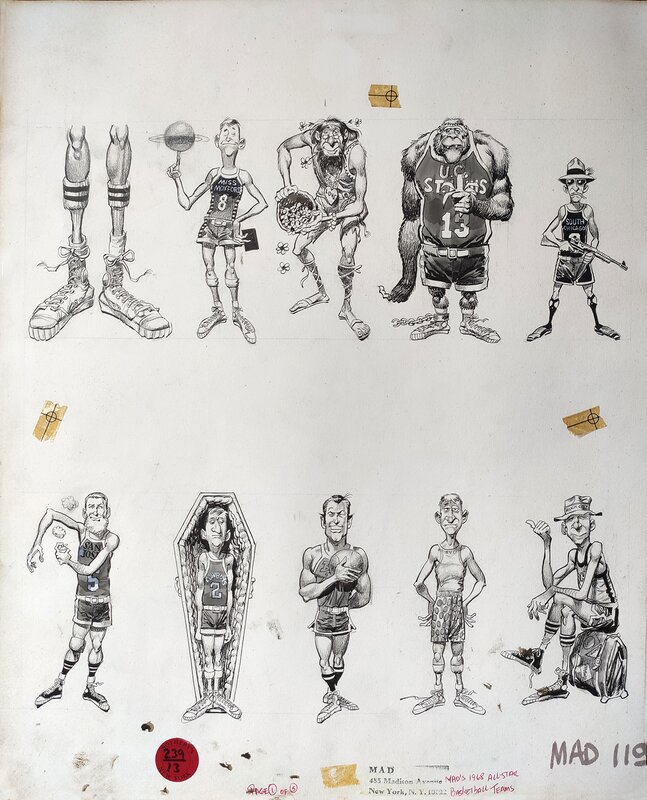 JACK DAVIS - équipe de basket 1968, dans MAD - Planche originale