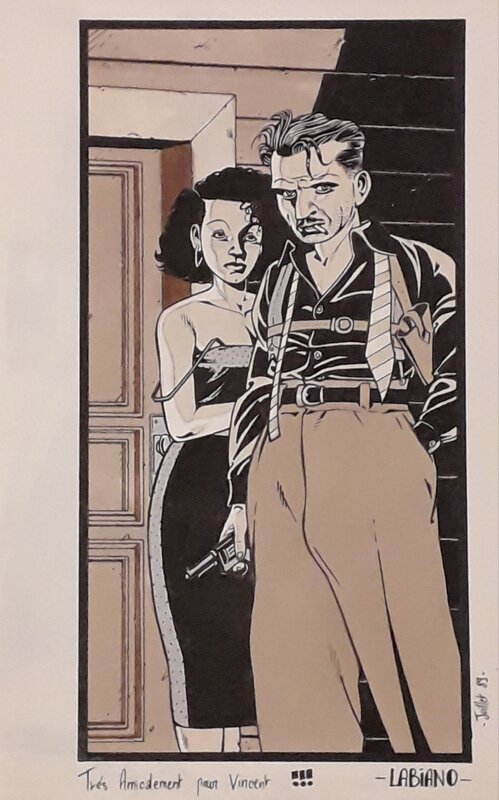 Couple by Hugues Labiano - Original Illustration