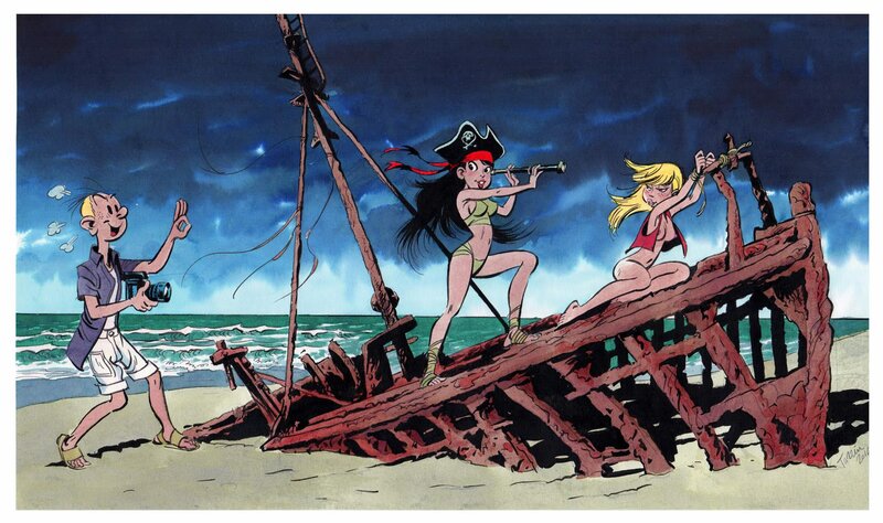 Fabrice Tarrin, Fantasio et les pirates - Illustration originale