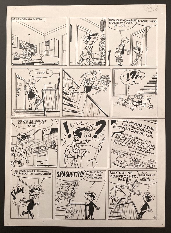 Dino Attanasio, René Goscinny, Spaghetti et l'émeraude rouge - Planche originale