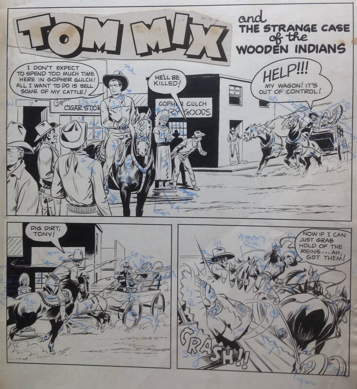 For sale - Fawcett Publication , TOM MIX 25 , Planche Originale 1 (2) Cow Boy Western ,Bd Comics U.s 1949 by Fawcett - Comic Strip