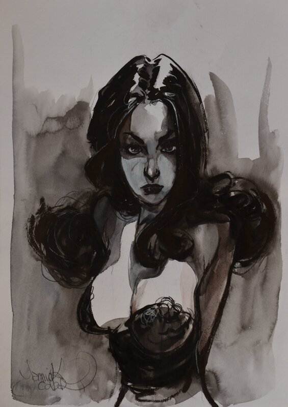 Le corset noir par Yannick Corboz - Illustration originale