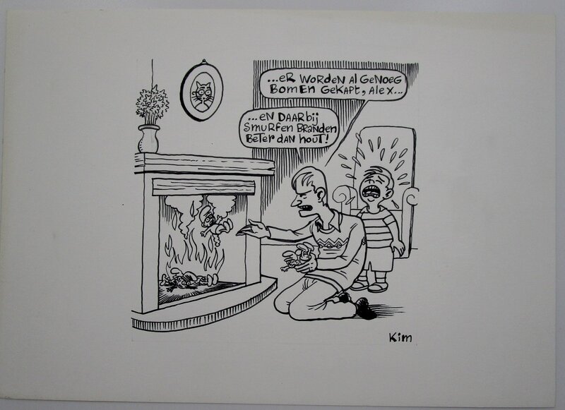 Kim Duchateau, Cartoon Smurfen - Schtroumpf - Planche originale
