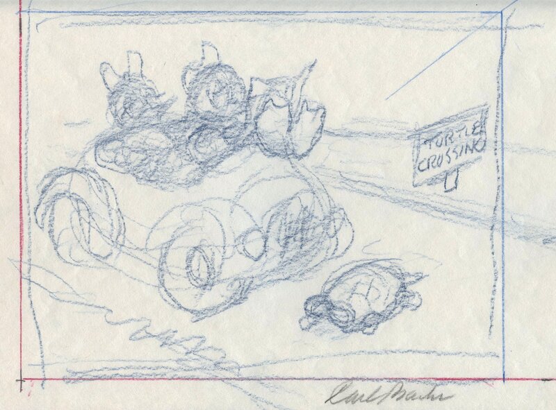 Turtle Crossing by Carl Barks - Sketch