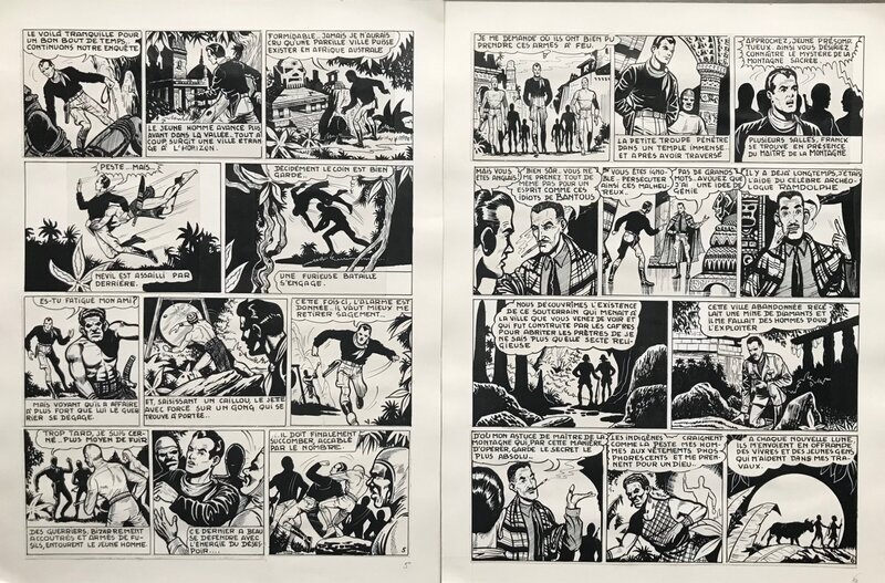 Raoul Giordan, Frank Nevil - La vallée perdue pl 5 & 6 publiée dans Dynamic présente n° 74 - Planche originale