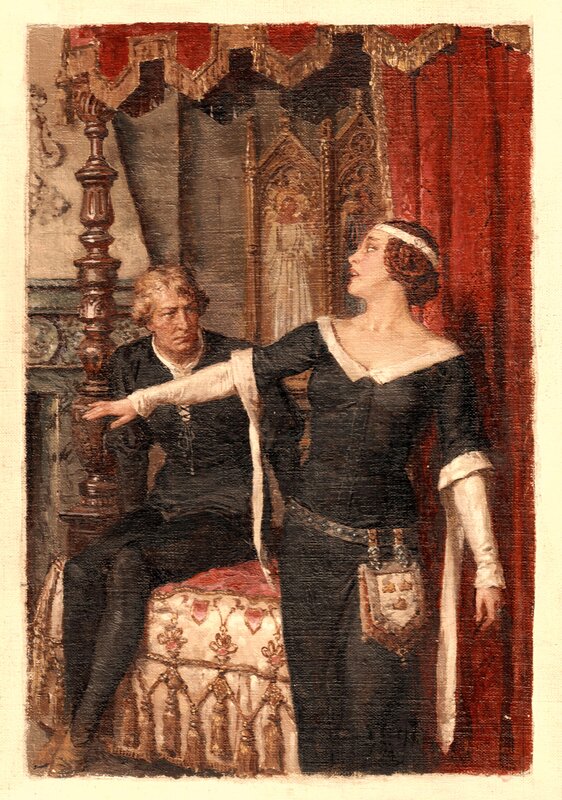 Shakespeara Mcbeth par Fortunino Matania - Illustration originale