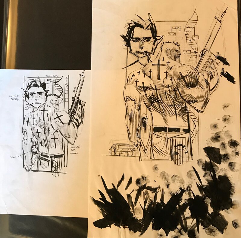 Sean Murphy, Punk rock jesus 2 - dessins préliminaires de la couverture - Œuvre originale