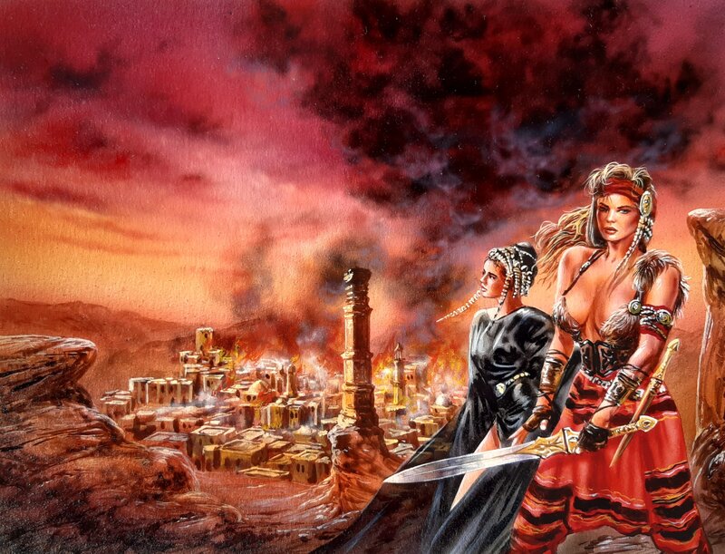 Luis Royo, Couv. Preparatoire Witch Of Rhostshyl (Silverglass III). Projet de couverture (1989) - Original Cover