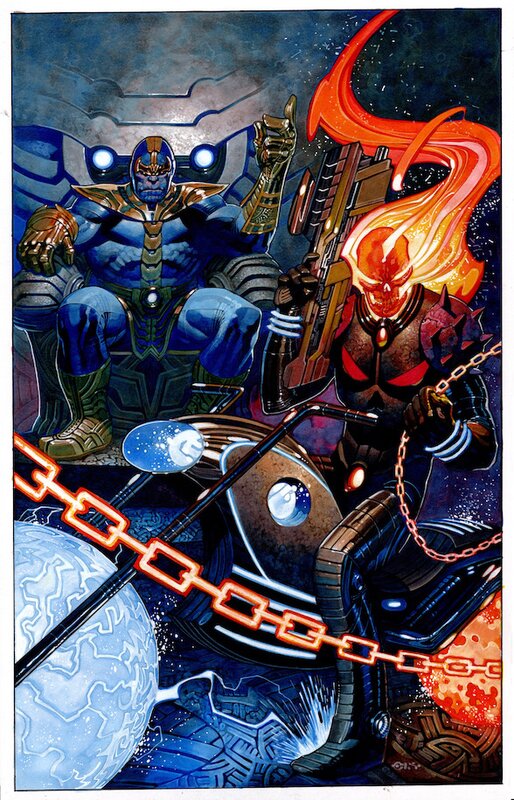 Thanos et le Cosmic Ghost Rider par Chris Stevens - Sketch