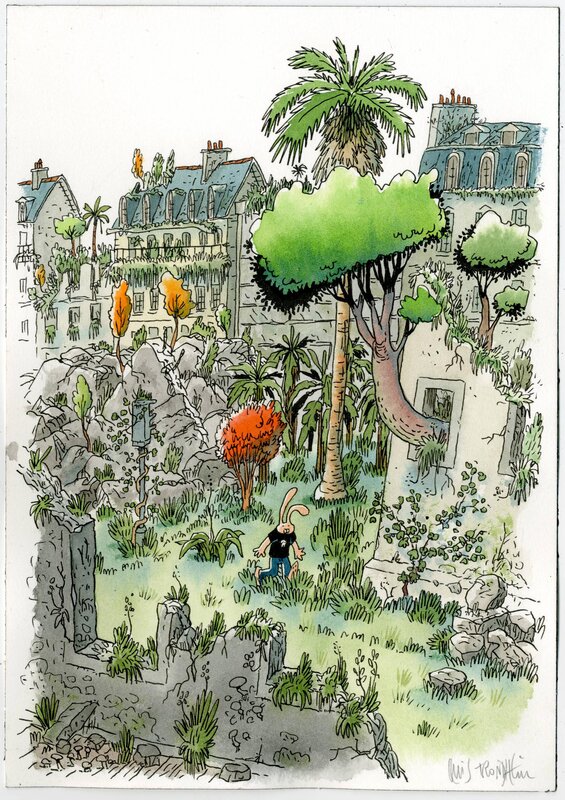 Lewis Trondheim, Illustration Lapinot perdu Illustration dans l'univers de l'album les Herbes - Illustration originale