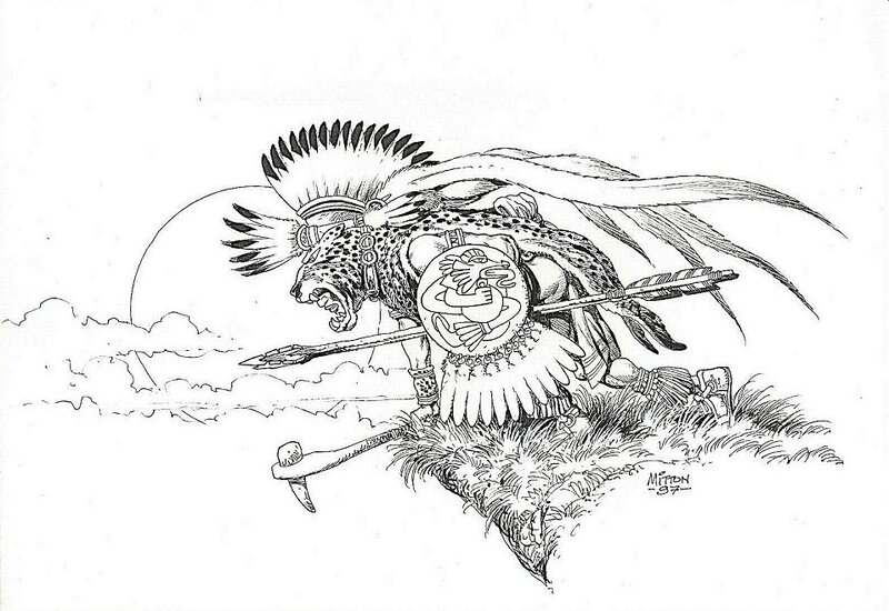 Jean-Yves Mitton, Quetzalcoatl original Durango ex-libris 250 EX. - Planche originale
