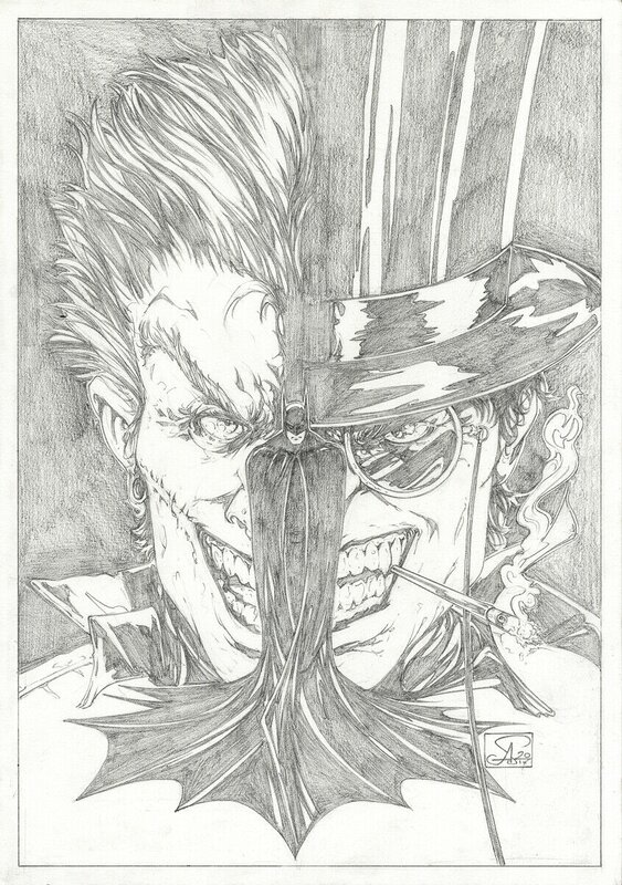 Alex Santos, Batman Joker Pingouin - Original Illustration