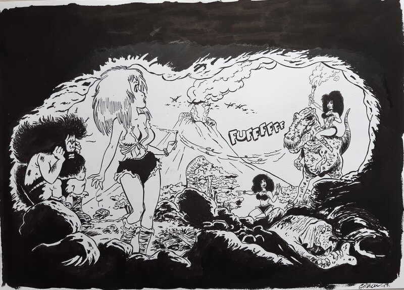 Bruno Gilson, François Walthéry, Natacha et les dinosaures - Original Cover