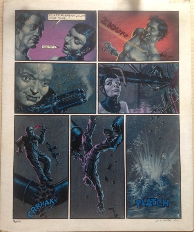 En vente - Nicollet Planche Originale 3 BUNKER'S FAMILY Ténébreuses Affaires et Métal Hurlant 14 . - Planche originale