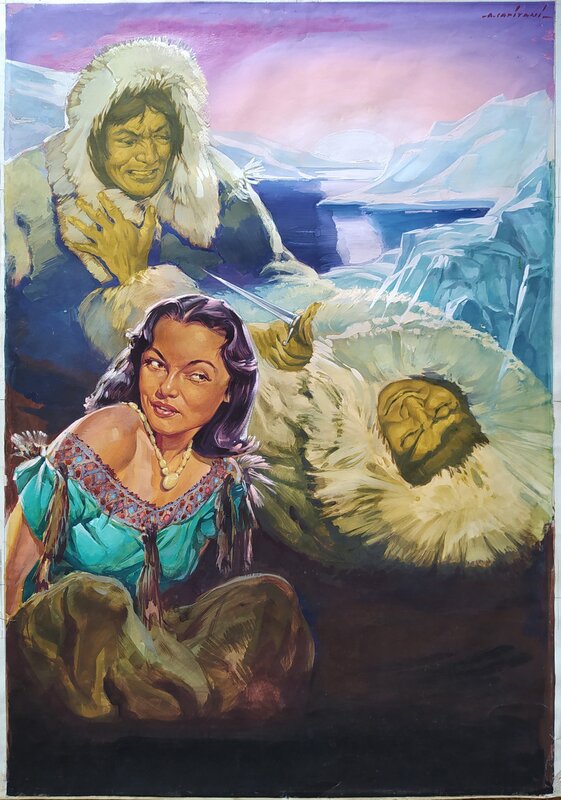 Peinture pour l'affiche du film Fuggiaschi - Alfredo Capitani - 1952 - Illustration originale