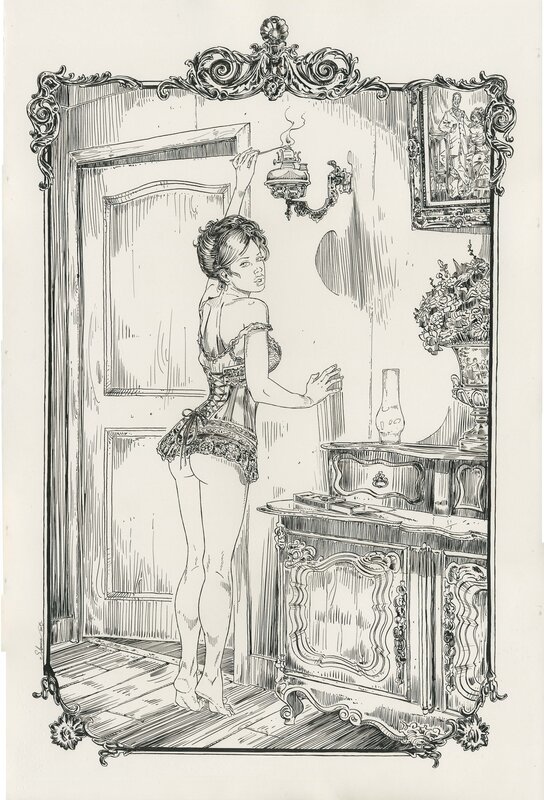 Paul Salomone, Margot lampe à huile - Illustration originale