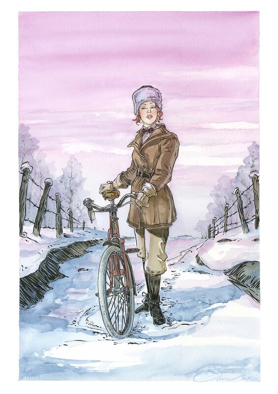 Margot vélo by Paul Salomone - Original Illustration