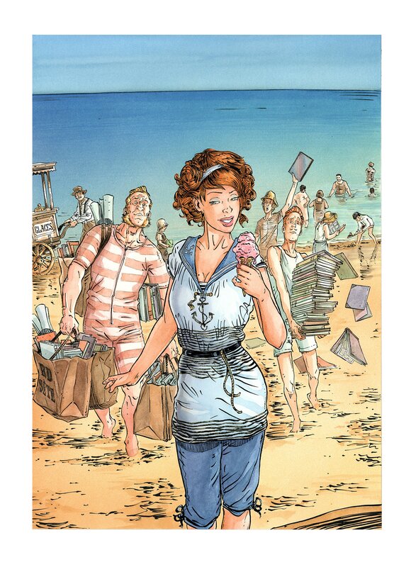 Margot à la plage par Paul Salomone - Illustration originale