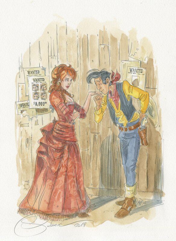 Margot & Lucky-Luke par Paul Salomone - Illustration originale