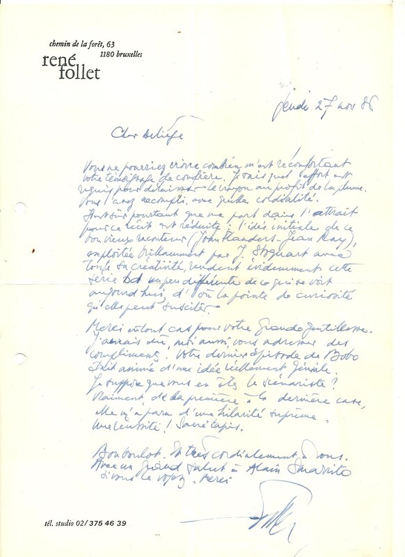 René Follet, Lettre de remerciement - Œuvre originale