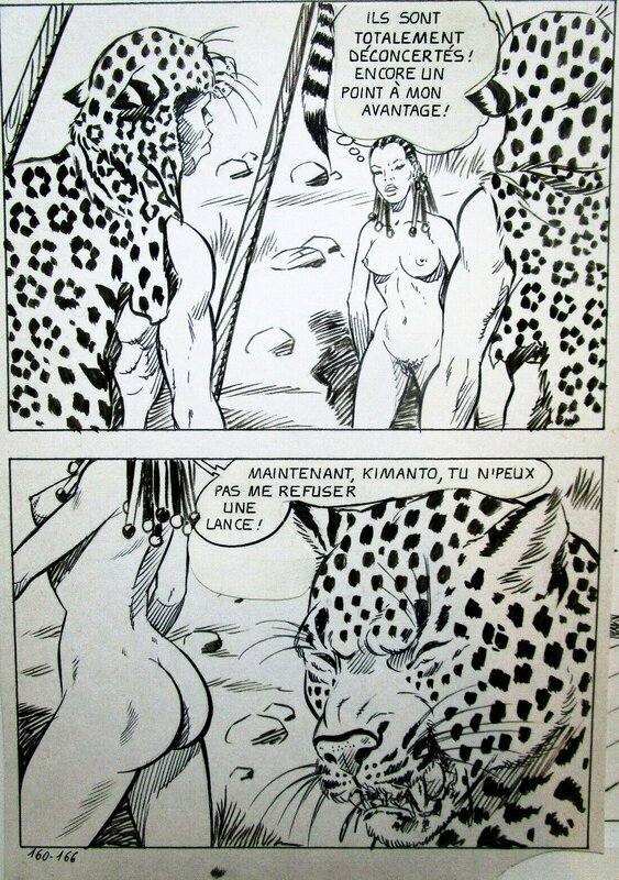 Alberto Del Mestre, Les hommes-léopards - La Schiava n°38 page 166 (série jaune n°143) - Planche originale