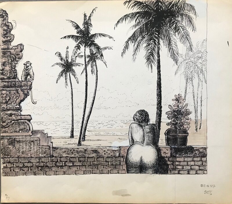 Femme au balcon par unknown - Illustration originale