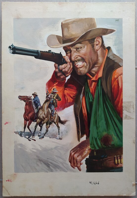 Peinture pour l'affiche du film I disertori di Fort Utah - Mario De Berardinis - 1967 - Original Illustration