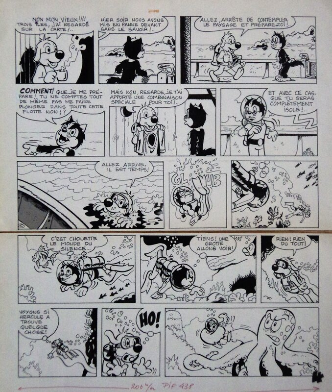 Claudio Onesti, Pif le chien - plongée sous-marine - Comic Strip