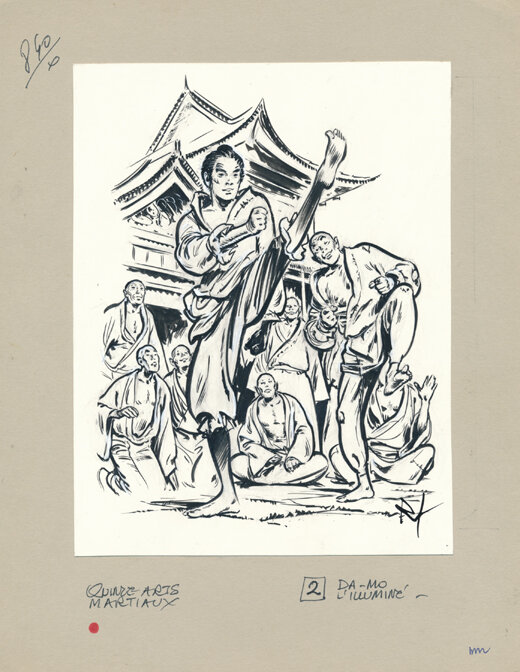 René Follet | 1981 | 15 histoires d’arts martiaux: Da-mo l'illuminé - Illustration originale