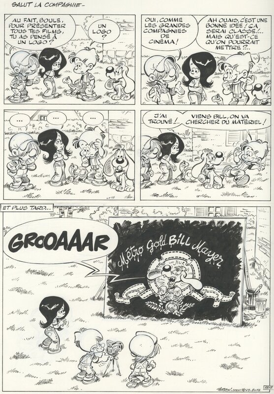 Laurent Verron, Pierre Veys, Jean Roba, Verron, Boule et Bill, Gag n°1407, Salut la compagnie, Tome 34, Un amour de cocker, 2012. - Planche originale