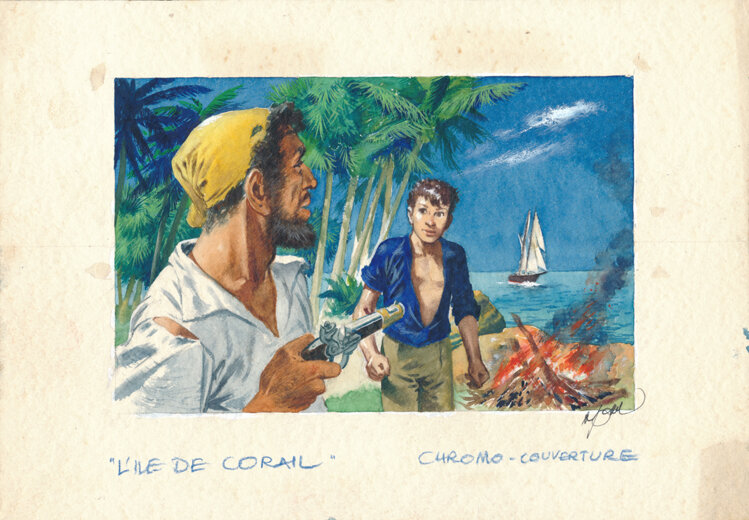 René Follet | 1955 | Le récif de corail: chromo couverture - Couverture originale