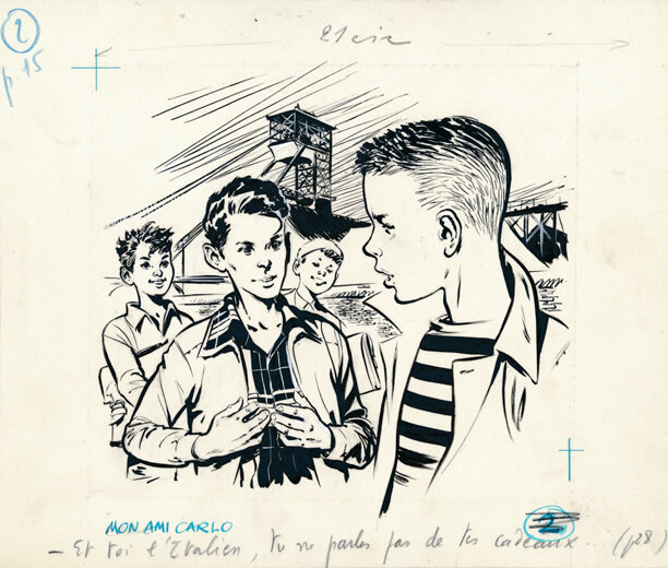 René Follet | 1959 | Mon ami Carlo - Original Illustration
