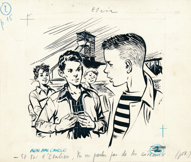 René Follet | 1959 | Mon ami Carlo - Illustration originale